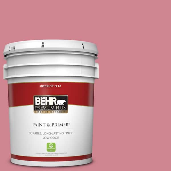 BEHR PREMIUM PLUS 5 gal. #130D-4 Rose Sachet Flat Low Odor Interior Paint & Primer
