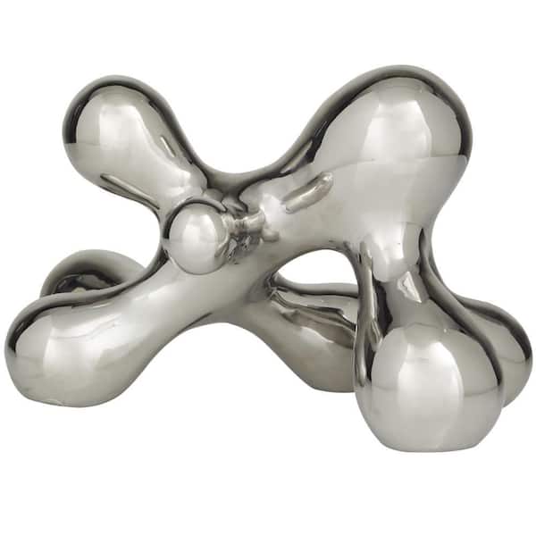 CosmoLiving by Cosmopolitan 8 in. x 7 in. Silver Porcelain Molecule Abstract Sculpture