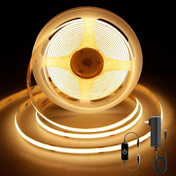 16.4ft 24V 2700K CRI90+ 1600LEDs Integrated COB LED Warm White Strip Light Fixture With Touch Dimmable