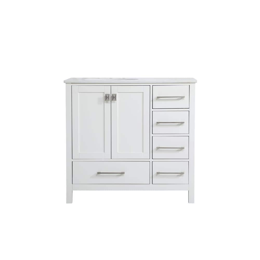 36 in. W x 22 in. D x 34 in. H Single Bathroom Vanity in White with Enginee