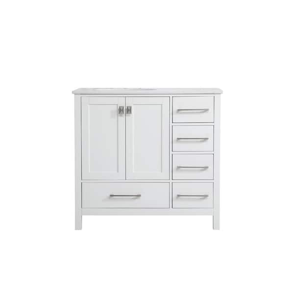 36 in. W x 22 in. D x 34 in. H Single Bathroom Vanity in White with ...