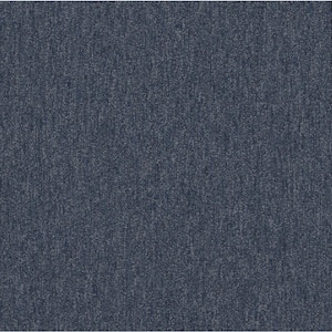 Hampton - Sapphire - Blue Commercial/Residential 24 x 24 in. Glue-Down Carpet Tile Square (80 sq. ft.)