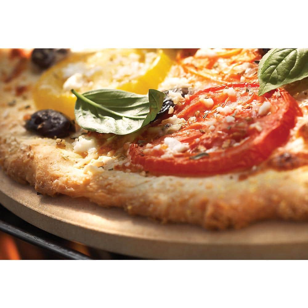 Round Beige Ceramic Pizza Grill Stone, 13"