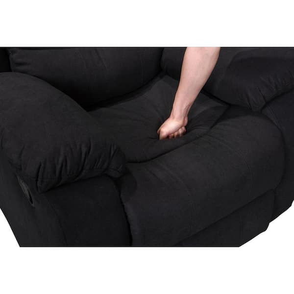 FC Design Black Linen Manual Recliner with Overstuffed Cushions