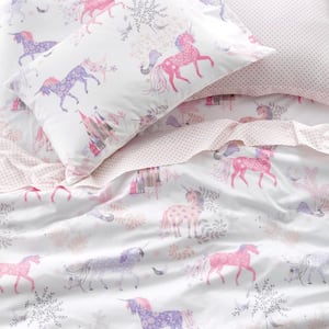 Prancing Unicorns Graphic Organic Cotton Percale Duvet Cover