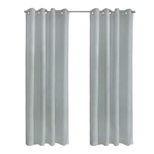 Boucle Light Grey Polyester Raised Slub Textured 52 in. W x 63 in. L Grommet Indoor Sheer Curtain (Single Panel)