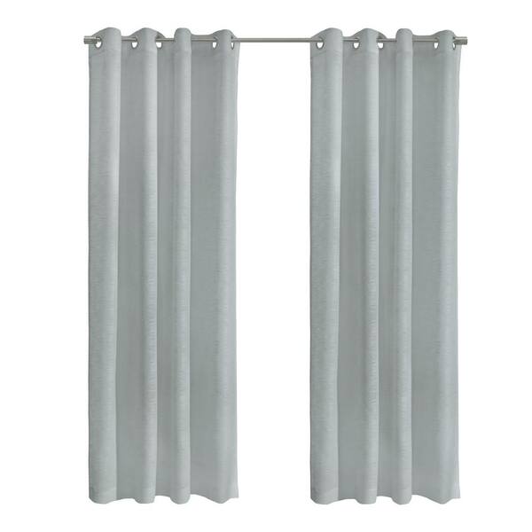 Habitat Boucle Light Grey Polyester Raised Slub Textured 52 in. W x 63 in. L Grommet Indoor Sheer Curtain (Single Panel)