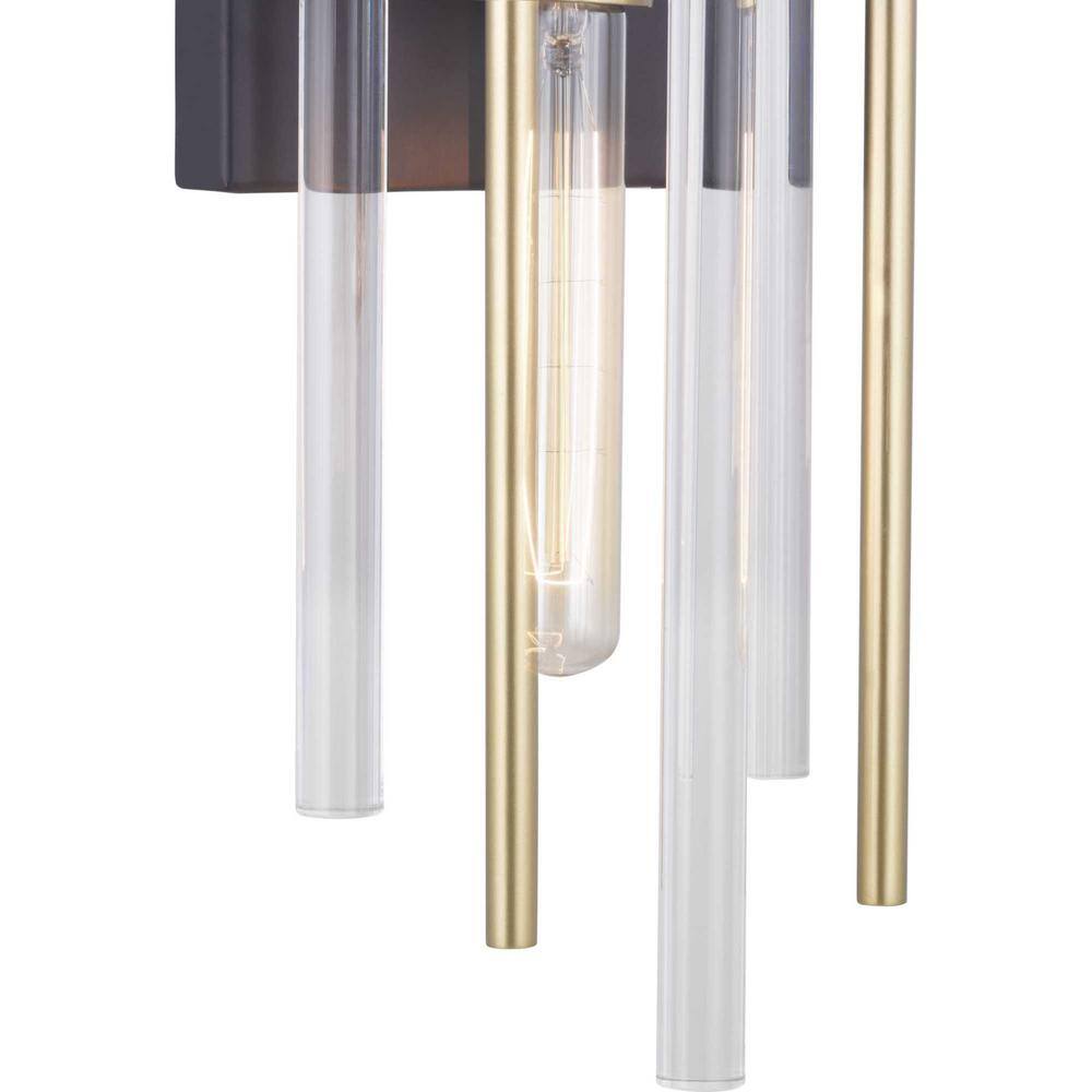 Elegant Orrizo Black Wall Sconce with Clear Glass and Golden Accents