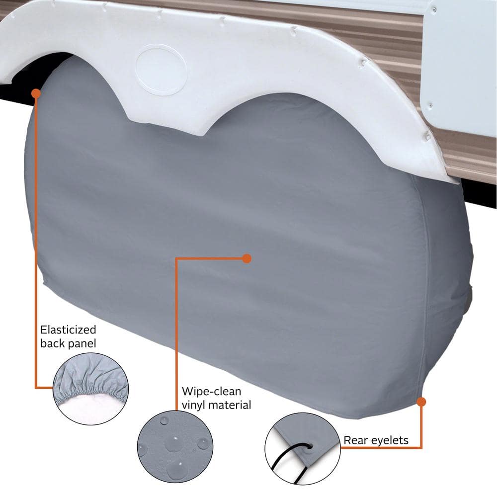 Gray Heavy-Duty Vinyl Double Tire Cover for 30-33 Inch Wheels