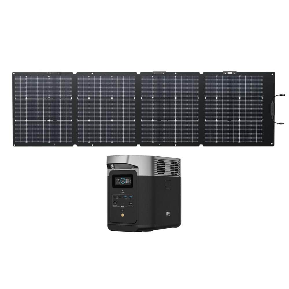 1800W Output DELTA 2 Solar Generator with TOPCon 160W Solar Panel, 1024Wh L