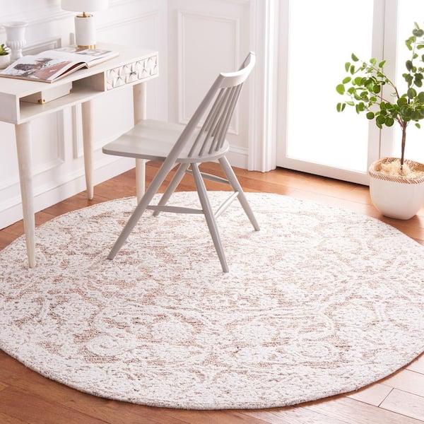 Metro Ivory/Beige 6 ft. x 6 ft. Medallion Gradient Round Area Rug