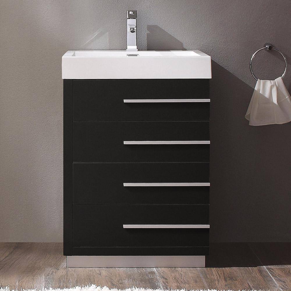 Black MDF Single Sink Bathroom Vanity with Acrylic Top
