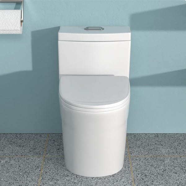 Ceramic 1-Piece Toilet 12-inch Rough-In 1.1/1.6 GPF Dual Flush Elongated Toilet with Tank in White Seat Included