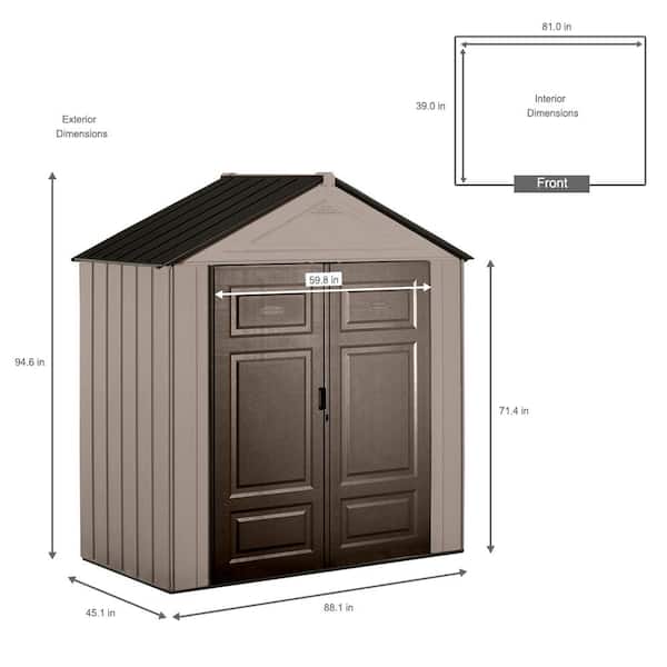 Rubbermaid 7-ft x 7-ft Roughneck Resin Storage Shed (Floor Included) in Brown | 2035893