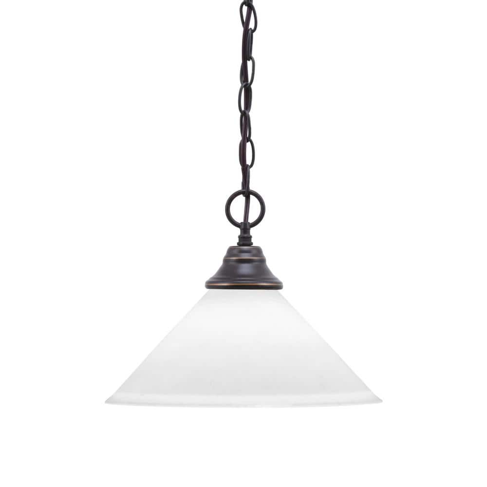 Kingston 100-Watt 1 Light Dark Granite Shaded Pendant Light with 12 in. Whi