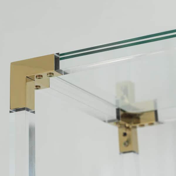 Acrylic Glass, Acrylic & Brass Glass Shelf for sale at Pamono