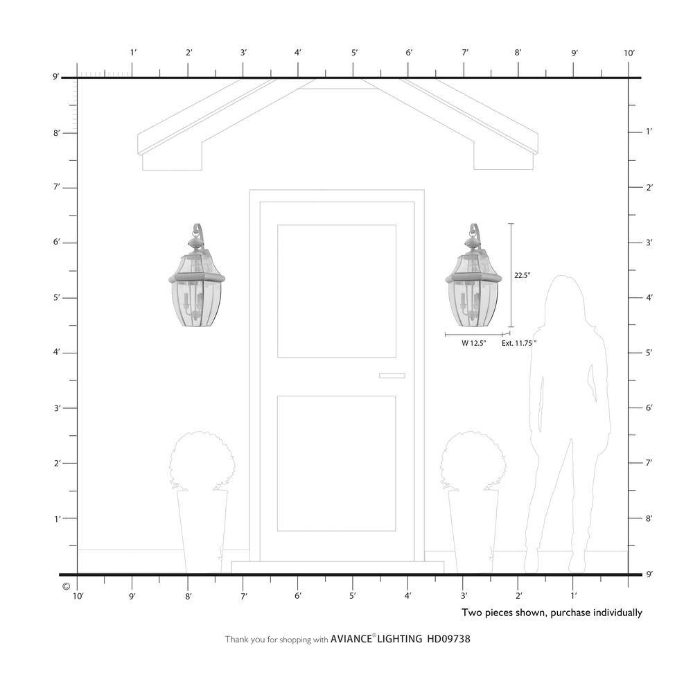 Elegant Brushed Nickel 3-Light Outdoor Wall Lantern with Clear Beveled Glass
