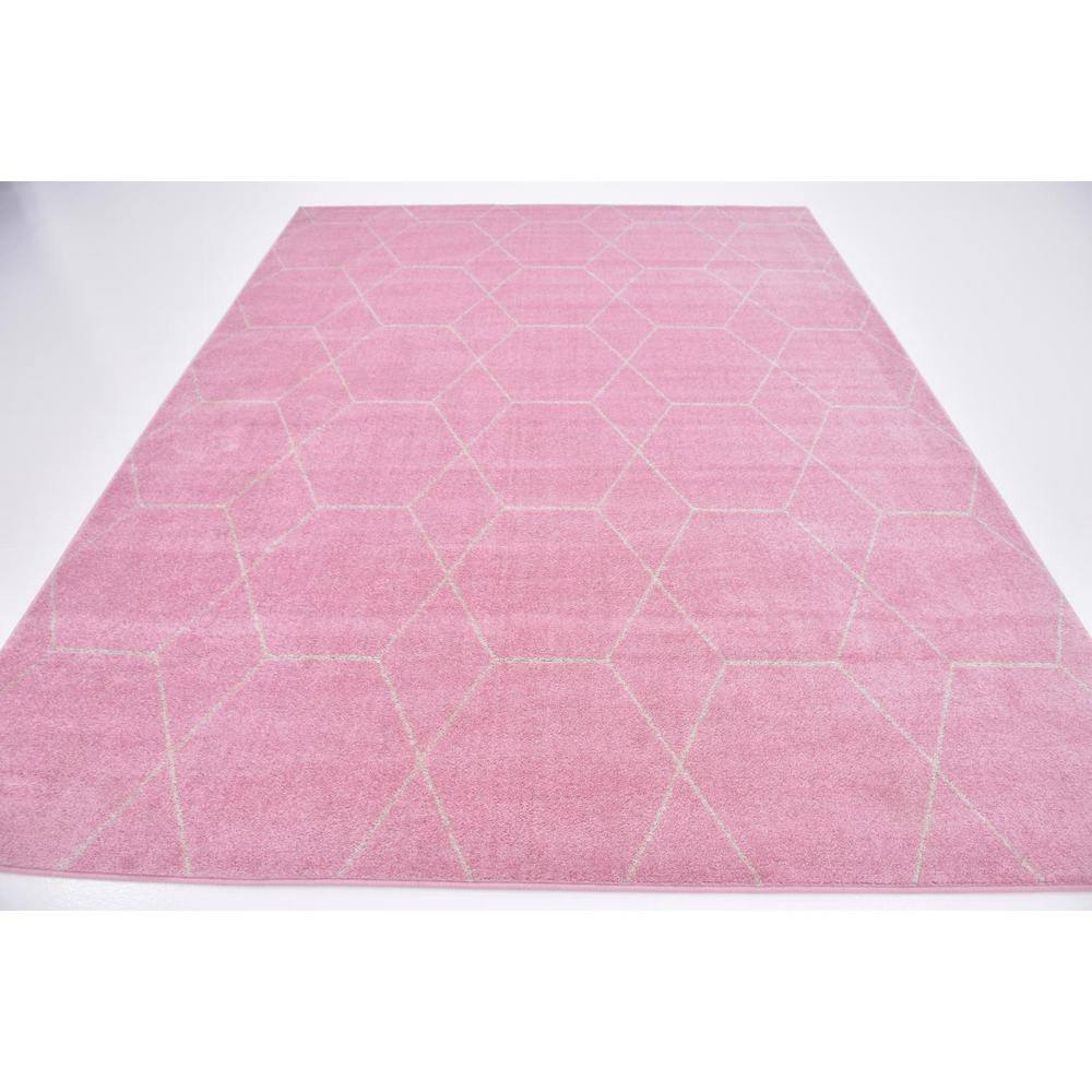 Soft Pink Geometric Trellis 8' x 10' Easy-Care Area Rug