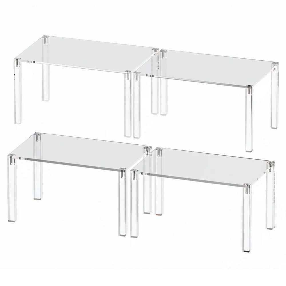 Anqtovp 4 Pack Clear Acrylic Stackable Shelf Riser Countertop Organizer ...