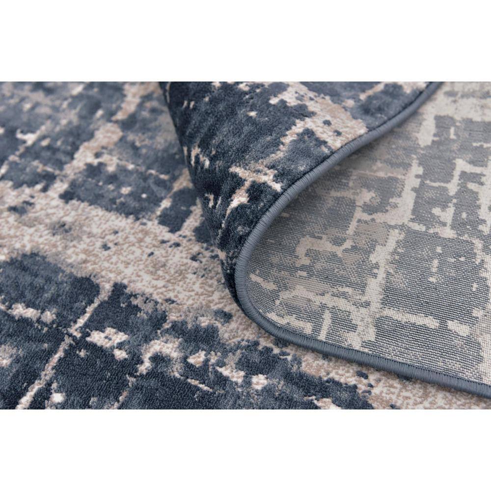 Navy Blue Rectangular Easy-Care Synthetic Rug 4' x 6'