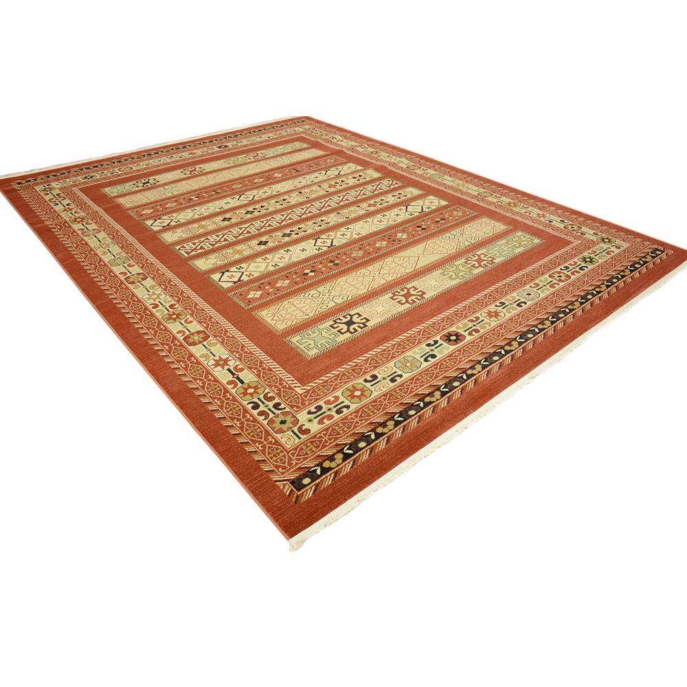 Rust Red Rectangular Synthetic 9' x 12' Area Rug
