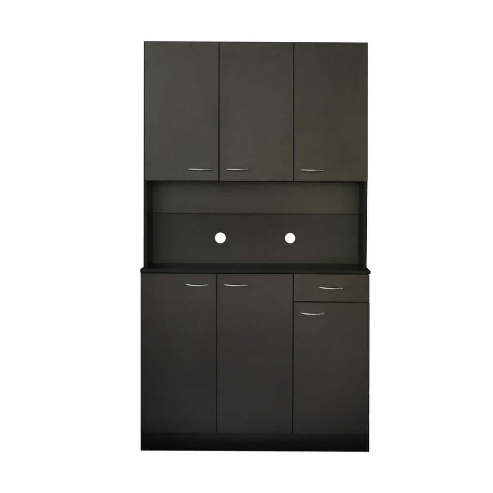 Tidoin Modern 70.87 in. H Black Freestanding Kitchen Pantry Kitchen