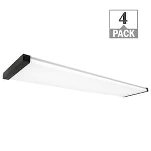 4 ft. x 10 in. Matte Black End Caps LED Flush Mount Ceiling Light Indoor 4200LM 46W Adjustable CCT Kitchen (4-Pack)