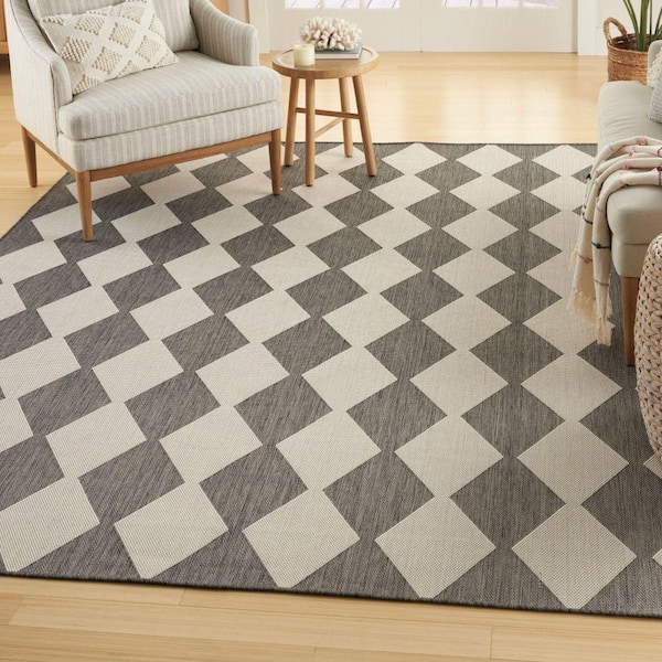 Positano Charcoal 5 ft. x 7 ft. Diamond Contemporary Area Rug