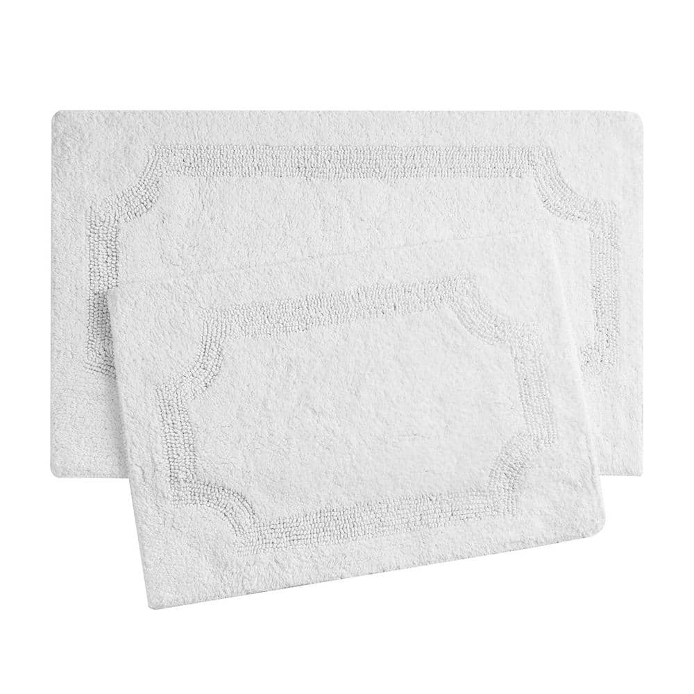 White Cotton Reversible 2-Piece Bath Rug Set