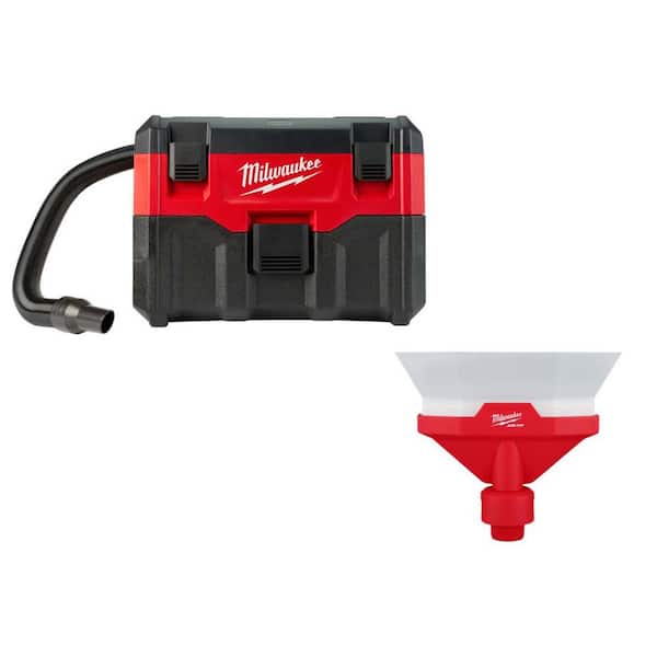 Milwaukee M18 18-Volt 2 Gal. Lithium-Ion Cordless Wet/Dry Vacuum and AIR-TIP Dust Collector Wet/Dry Vac Attachment
