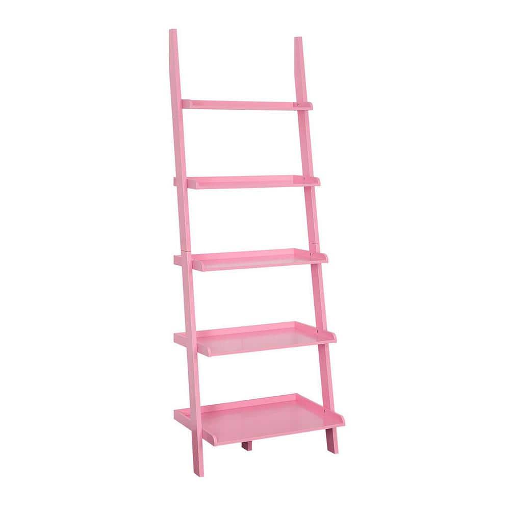 American Heritage Light Pink 5-Tier Wooden Ladder Bookshelf
