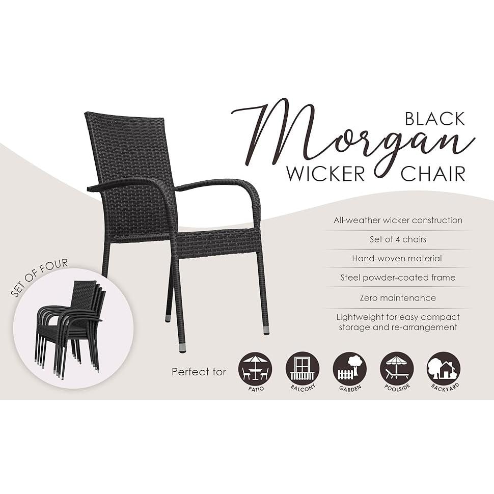 Morgan Black Wicker Outdoor Dining Chair Set of 4