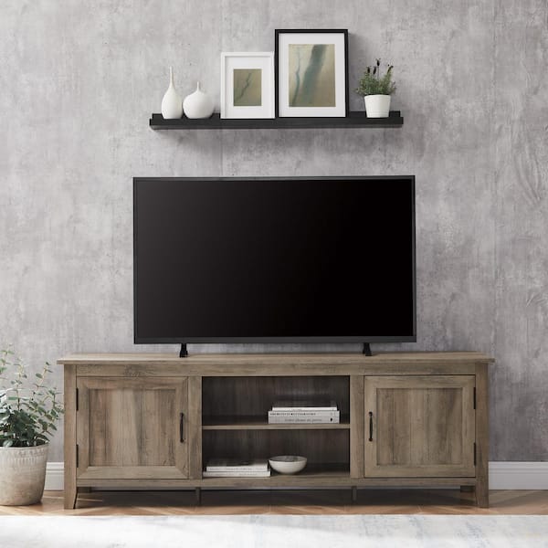 70 in. Coastal Grey Wash Composite TV Stand with Storage Doors (Max TV Size 80 in.)