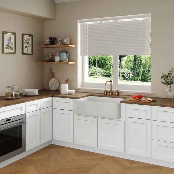 36 in. W x 24 in. D x 34.5 in. H in Shaker White Plywood Ready to Assemble Farm Sink Base Cabinet with 2 Doors