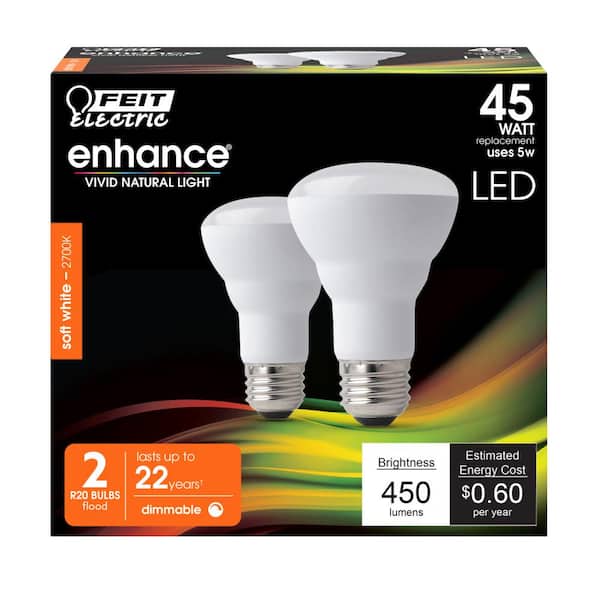 Feit Electric 45-Watt Equivalent R20 Dimmable CEC Title 24 Compliant LED ENERGY STAR 90+ CRI Flood Light Bulb, Soft White (12-Pack)