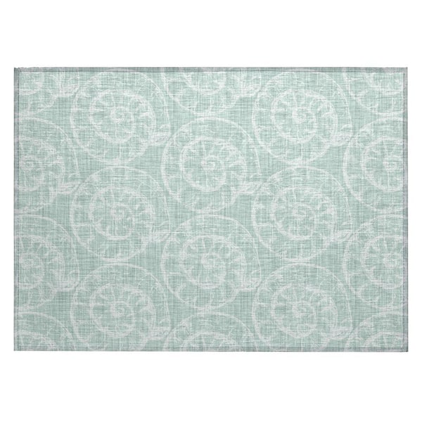 Surfside 1 ft. 8 in. x 2 ft. 6 in. Green Geometric Indoor/Outdoor Area Rug