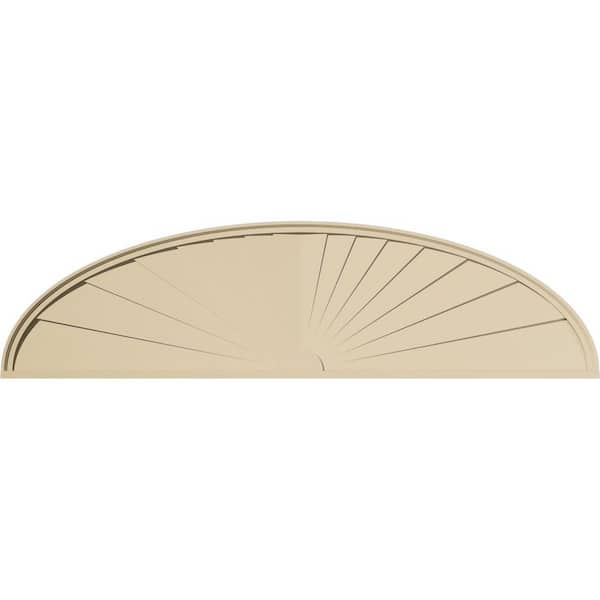 Ekena Millwork 84-in. W x 22-in. H x 2-in. P Elliptical Sunburst Signature Urethane Pediment, Primed Tan