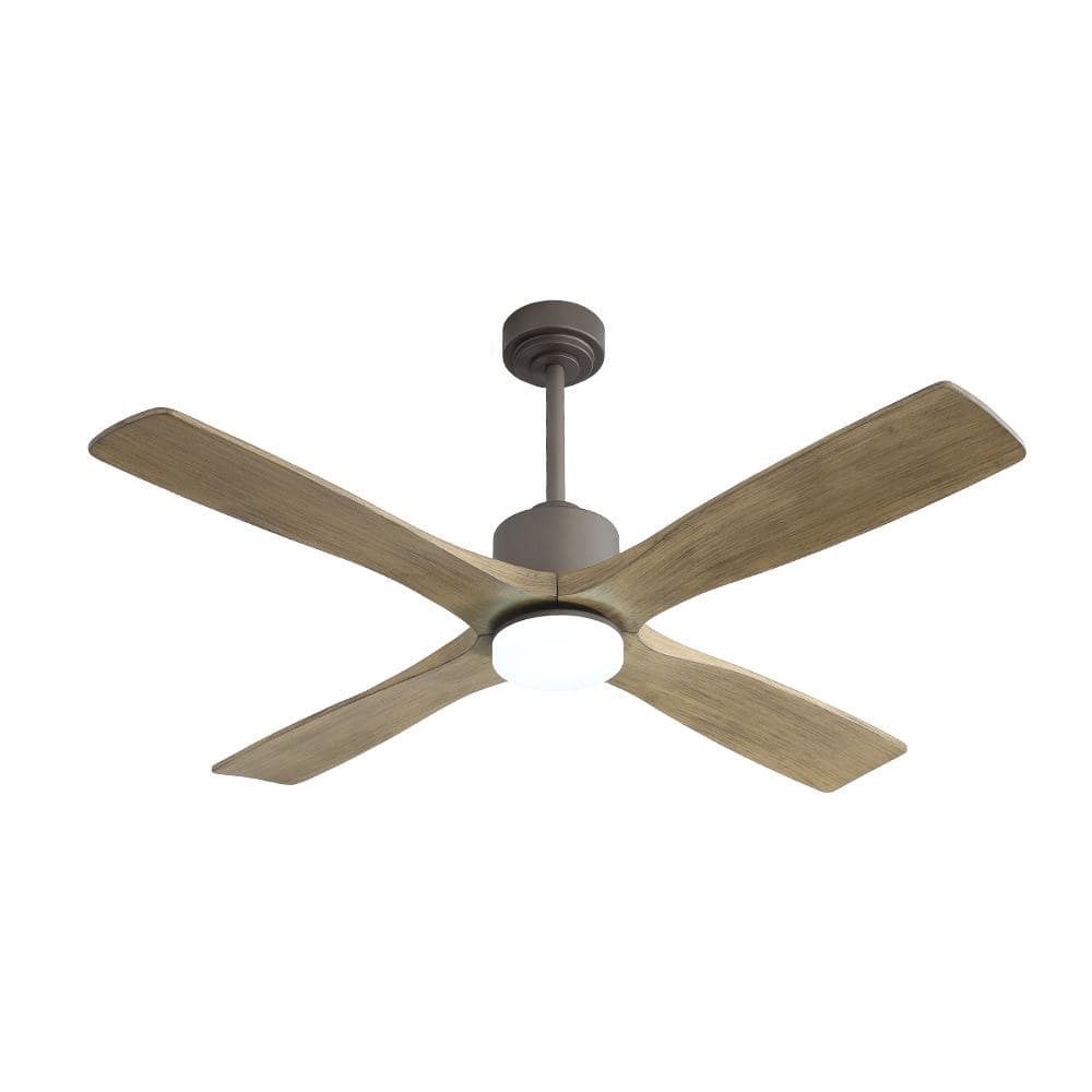 MLiAN 54 in. Solid Wood Indoor Silver and Grey Ceiling Fan with Light ...