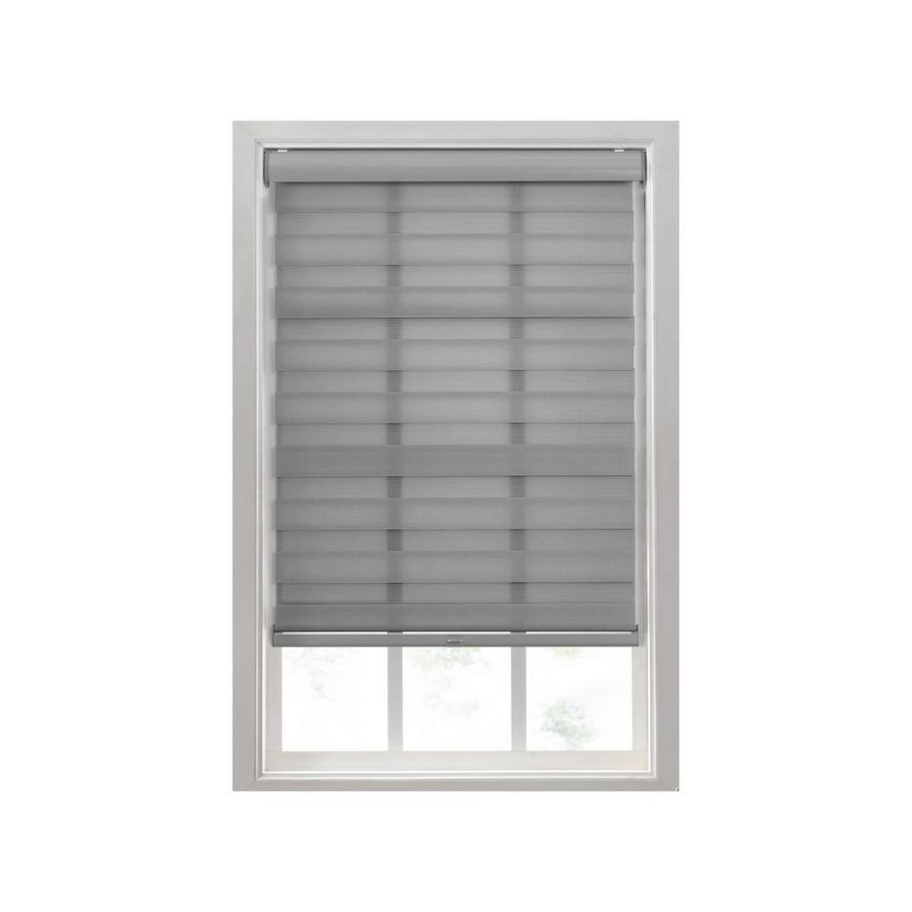 Eclipse Zebra Grey Cordless Light Filtering Polyester Roller Shades - 27 in. W x 72 in. L