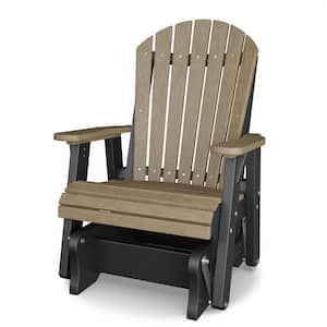 Heritage 1-Person Weathered Wood and Black Plastic Outdoor Glider