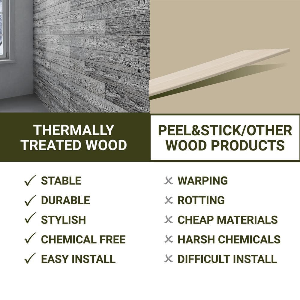 Distressed Pine 4 ft Barn Wood Wall Planks 6-Pack
