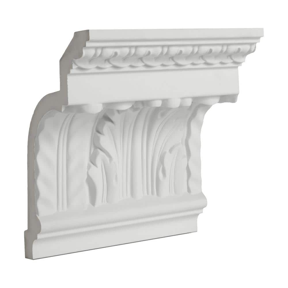 Primed White Polyurethane Crown Moulding Sample with Leaf Design