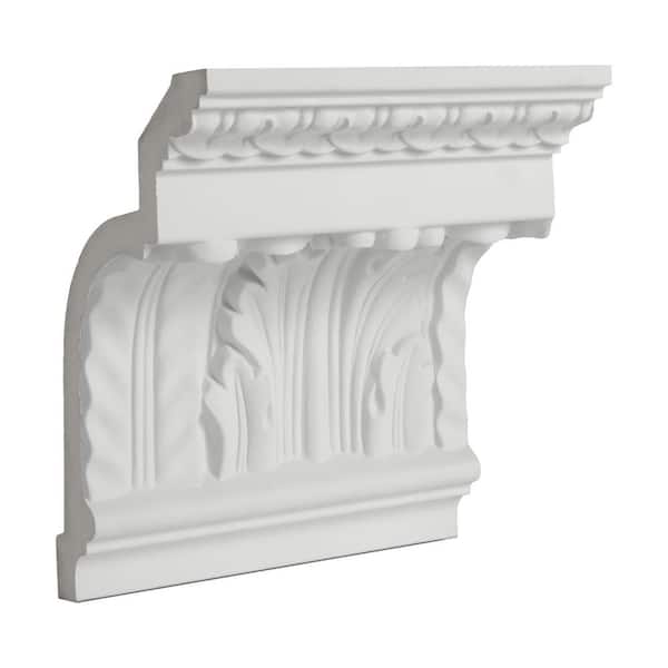 American Pro Decor 6-15/16 in. x 5-1/4 in. x 6 in. Long Acanthus and Lambs Tongue Polyurethane Crown Moulding Sample