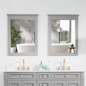 60 in. W x 22 in. D x 35 in. H Double Sink Bath Vanity in Titanium Grey with White Quartz Top and Mirror