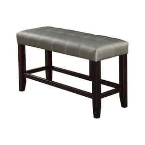 Silver and Brown Tufted High Bench with Tapered Legs 48" L x 16" W x 26" H