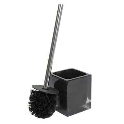 Infused Cube Design Polypropylene Toilet Brush Set in Black