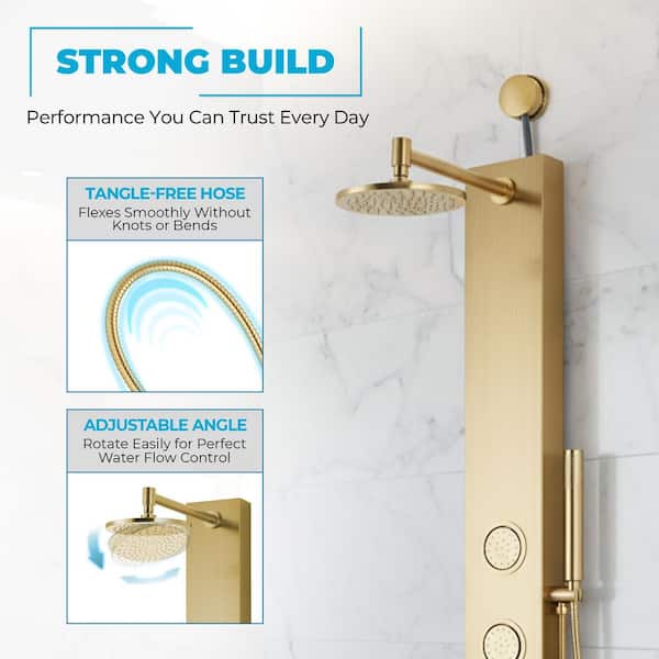 ANZZI Beverly Series 43 in. 3-Jetted Shower Tower with Heavy Rain