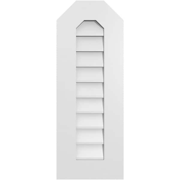 Ekena Millwork 12 in. x 32 in. Octagonal Top Surface Mount PVC Gable Vent: Decorative with Standard Frame
