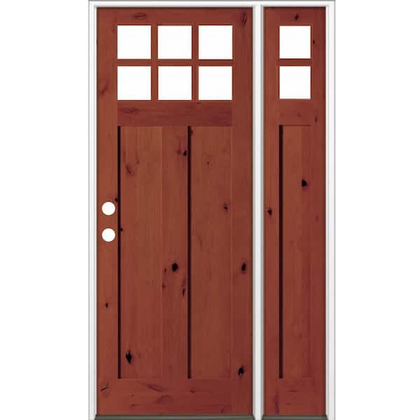56 in. x 96 in. Knotty Alder Right-Hand/Inswing 6 Lite Clear Glass Amaretto Stain Wood Prehung Front Door w/RSL