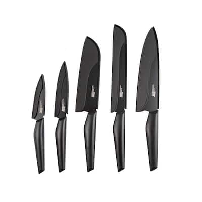 Chef Robert Irvine's 10-Piece Black Handle Stainless Steel Kitchen Cutlery Knife Set